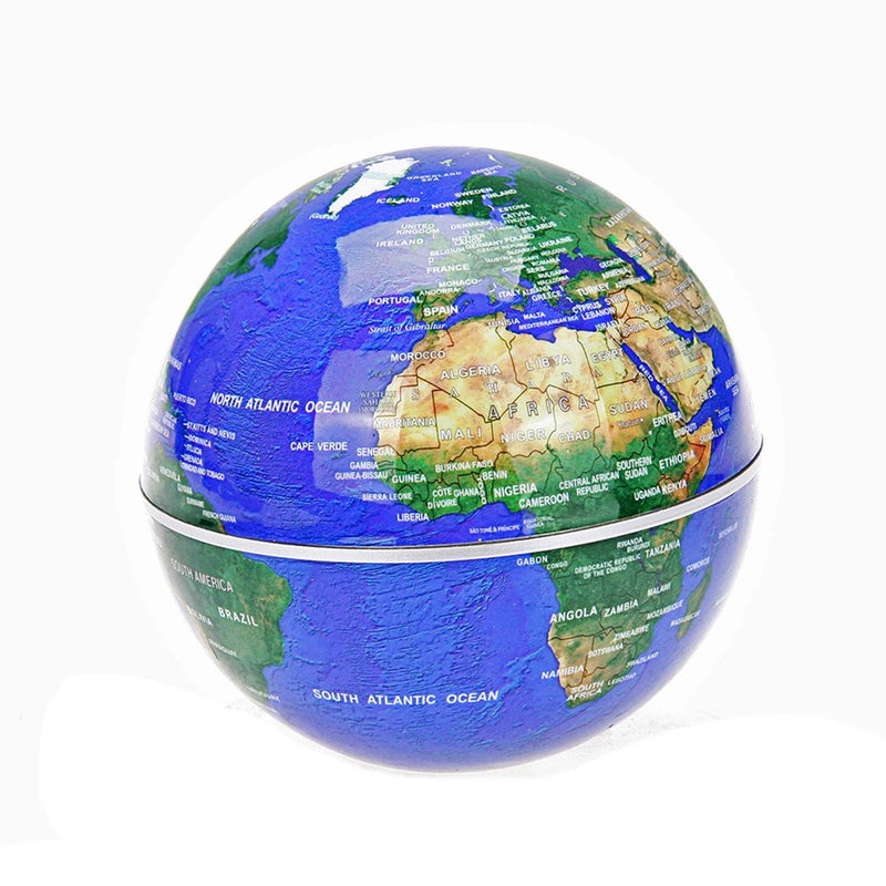 Estefanlo Floating Globe with LED Lights C Shape Magnetic Levitation Floating Globe World Map for Desk Decoration (Blue) - Image 2